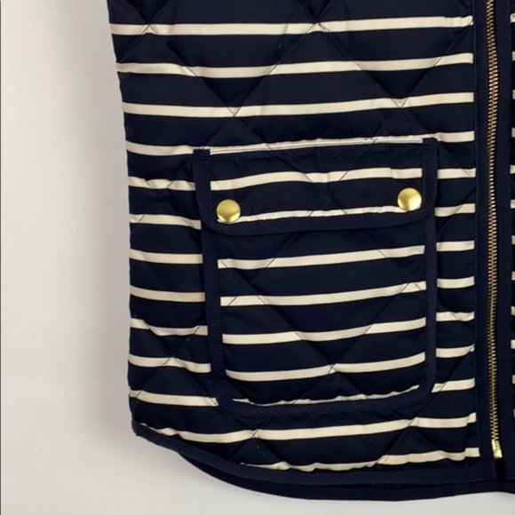 J.Crew S Puffer Vest Striped Nautical Navy White - Picture 9 of 16